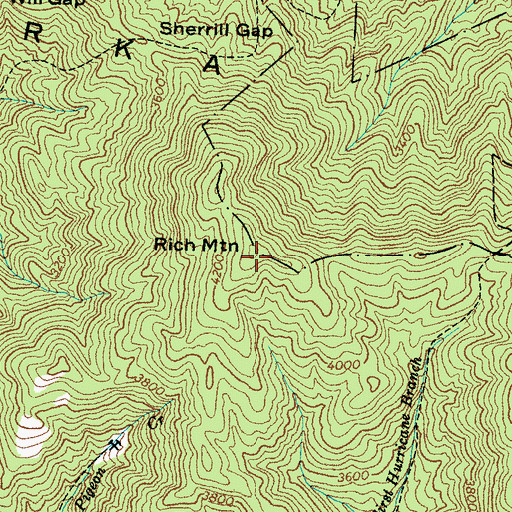 Topographic Map of Rich Mountain, NC
