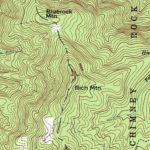 Topographic Map of Rich Mountain, NC
