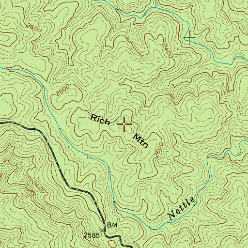 Topographic Map of Rich Mountain, NC