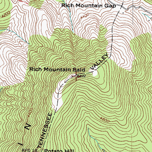Topographic Map of Rich Mountain, NC