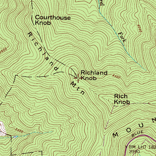 Topographic Map of Richland Knob, NC