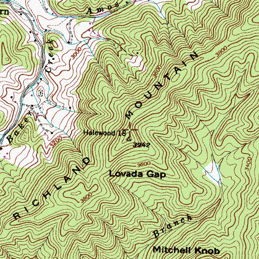 Topographic Map of Richland Mountain, NC