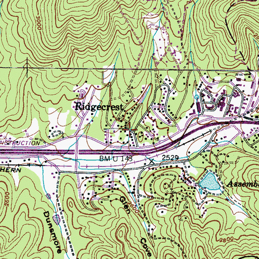 Topographic Map of Ridgecrest, NC