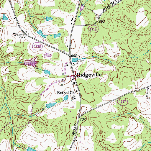 Topographic Map of Ridgeville, NC