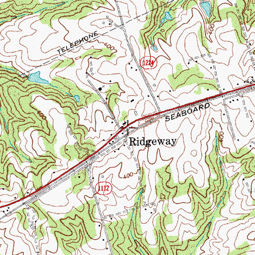 Topographic Map of Ridgeway, NC