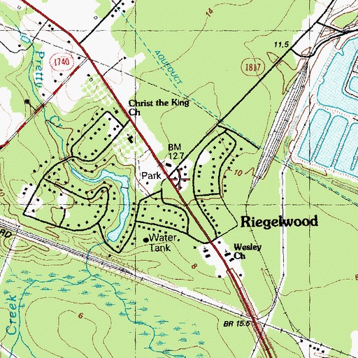 Topographic Map of Riegelwood, NC