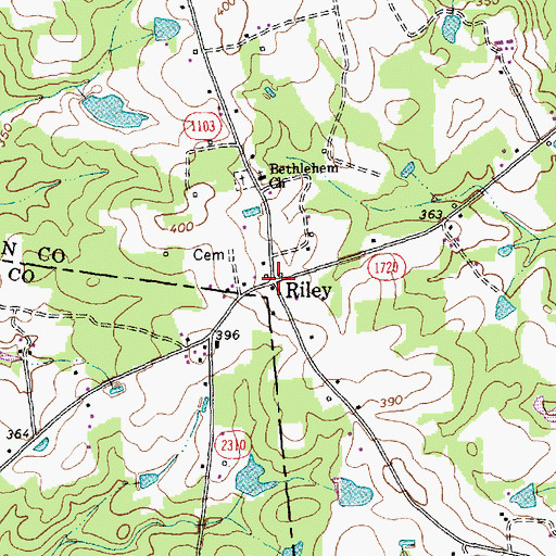 Topographic Map of Riley, NC