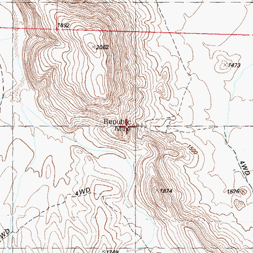 Topographic Map of Republic Mine, AZ