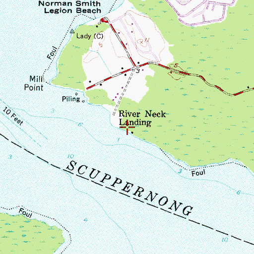 Topographic Map of River Neck Landing, NC
