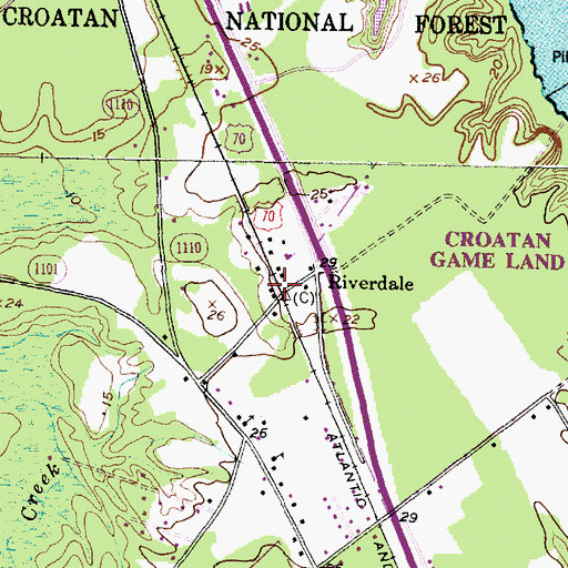 Topographic Map of Riverdale, NC