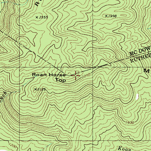 Topographic Map of Roan Horse Top, NC