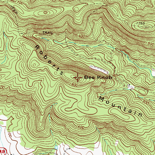 Topographic Map of Roberts Mountain, NC