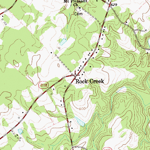 Topographic Map of Rock Creek, NC