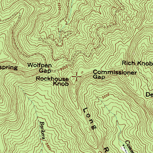 Topographic Map of Rockhouse Knob, NC
