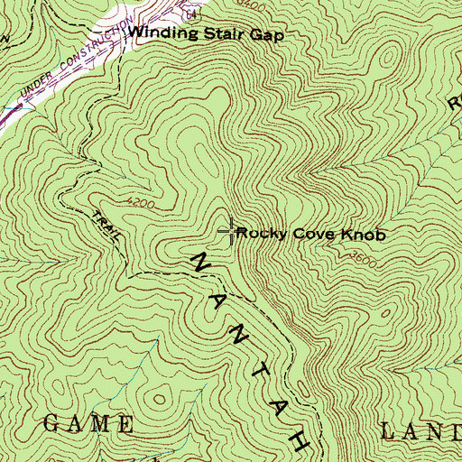 Topographic Map of Rocky Cove Knob, NC