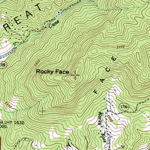 Topographic Map of Rocky Face, NC