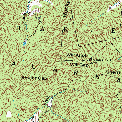 Topographic Map of Rocky Face Mountain, NC