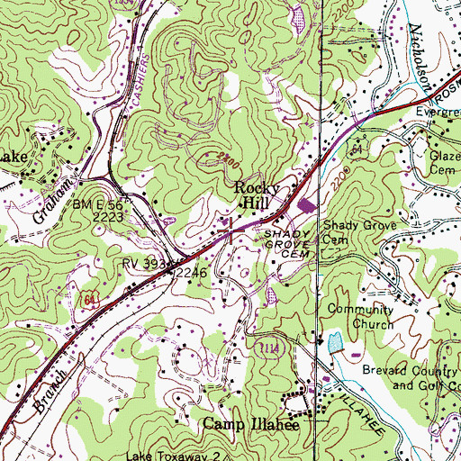 Topographic Map of Rocky Hill, NC