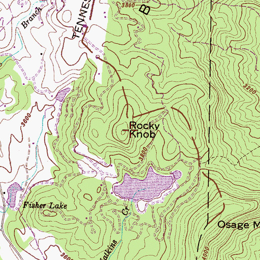 Topographic Map of Rocky Knob, NC