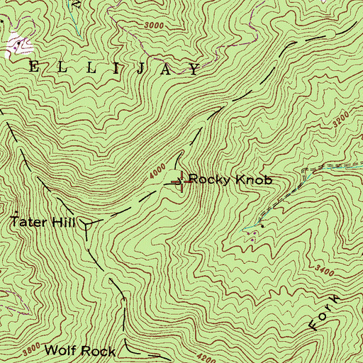 Topographic Map of Rocky Knob, NC
