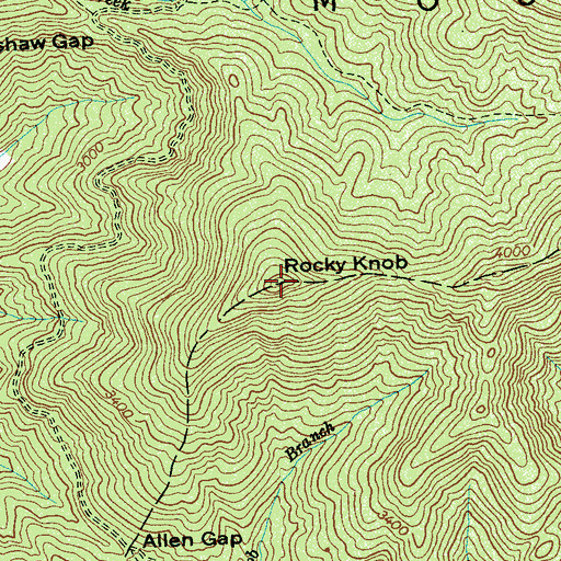 Topographic Map of Rocky Knob, NC