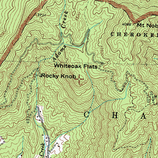 Topographic Map of Rocky Knob, NC