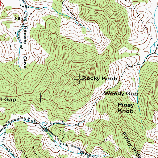 Topographic Map of Rocky Knob, NC