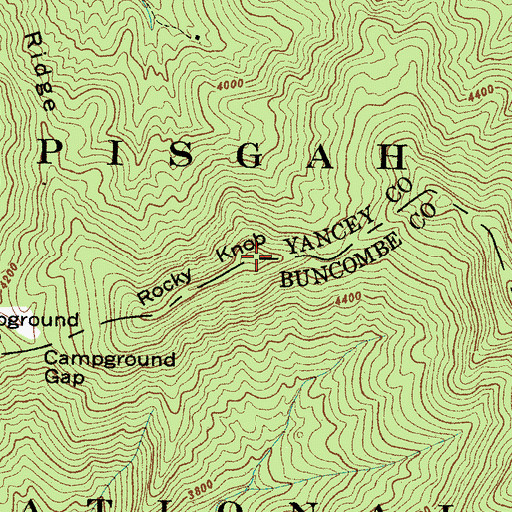 Topographic Map of Rocky Knob, NC
