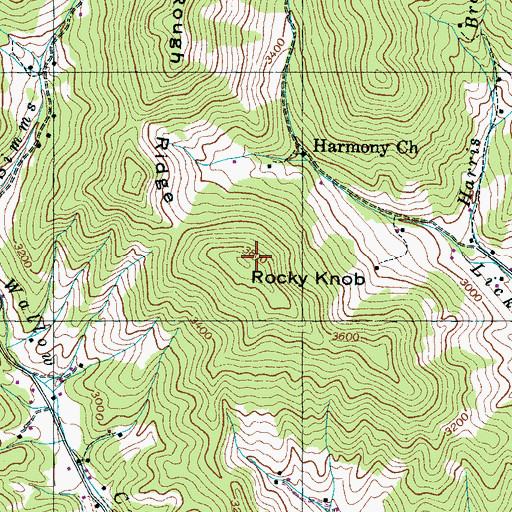 Topographic Map of Rocky Knob, NC