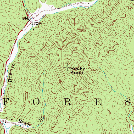 Topographic Map of Rocky Knob, NC
