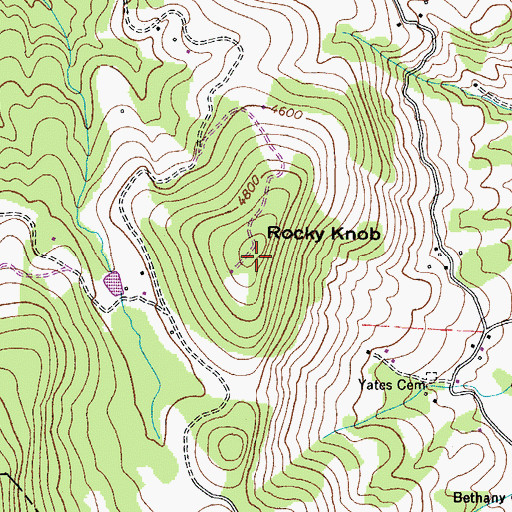 Topographic Map of Rocky Knob, NC