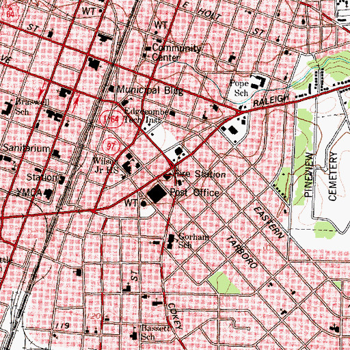 Topographic Map of Rocky Mount, NC