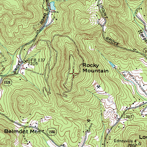 Topographic Map of Rocky Mountain, NC