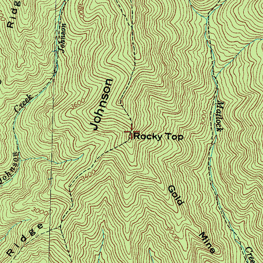 Topographic Map of Rocky Top, NC