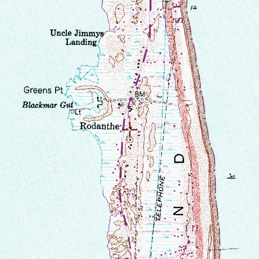 Topographic Map of Rodanthe, NC