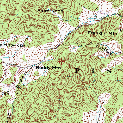 Topographic Map of Roddy Mountain, NC