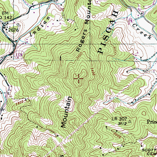 Topographic Map of Rogers Mountain, NC