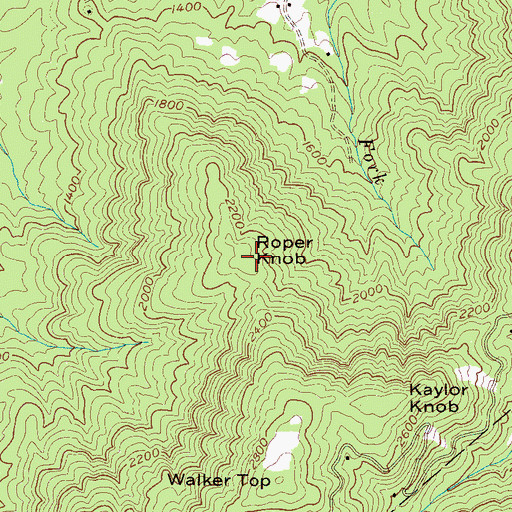 Topographic Map of Roper Knob, NC