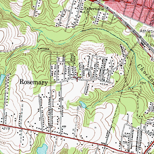 Topographic Map of Rosemary, NC