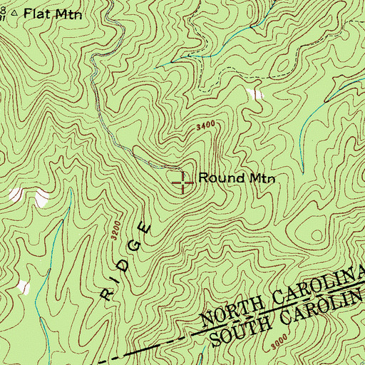 Topographic Map of Round Mountain, NC