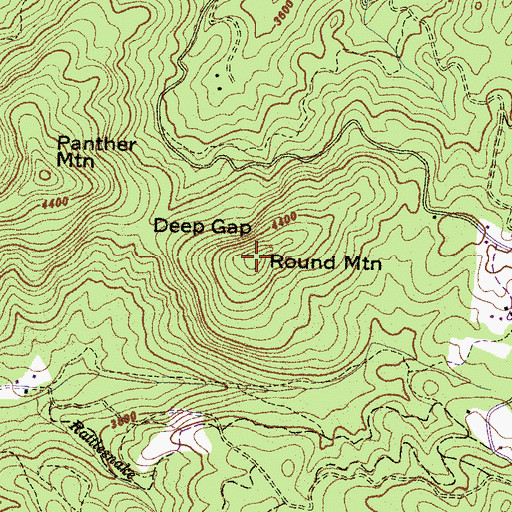 Topographic Map of Round Mountain, NC