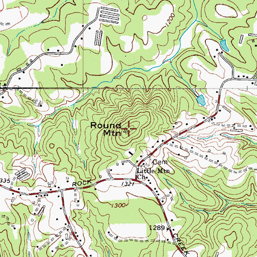Topographic Map of Round Mountain, NC