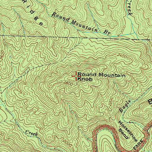 Topographic Map of Round Mountain Knob, NC