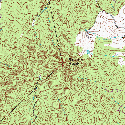Topographic Map of Round Peak, NC
