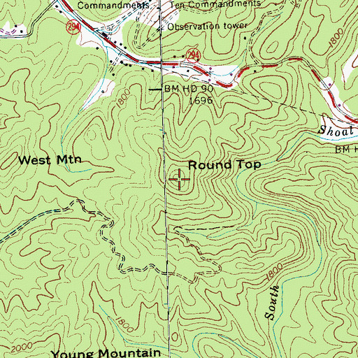 Topographic Map of Round Top, NC