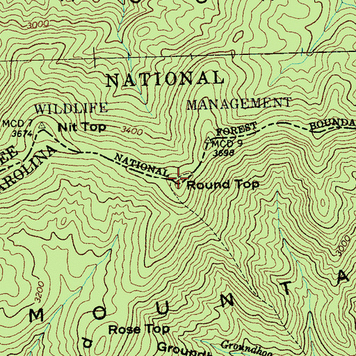 Topographic Map of Round Top, NC