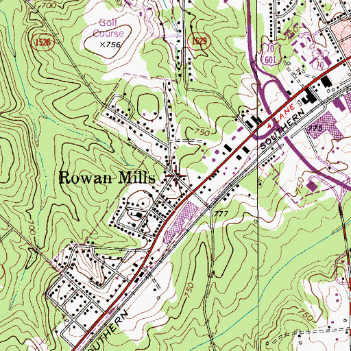 Topographic Map of Rowan Mills, NC
