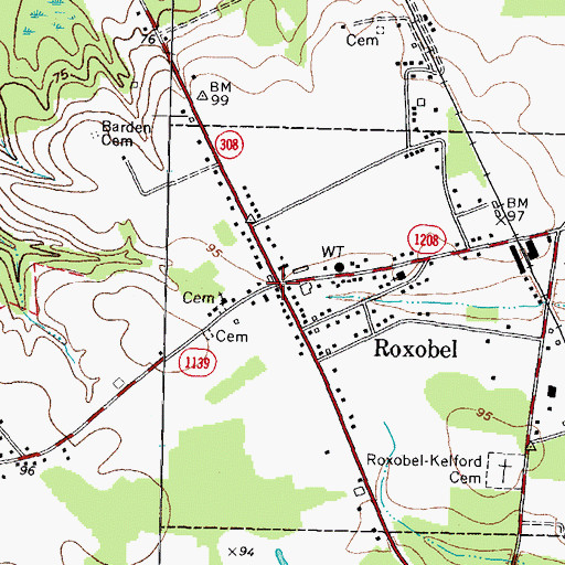Topographic Map of Roxobel, NC