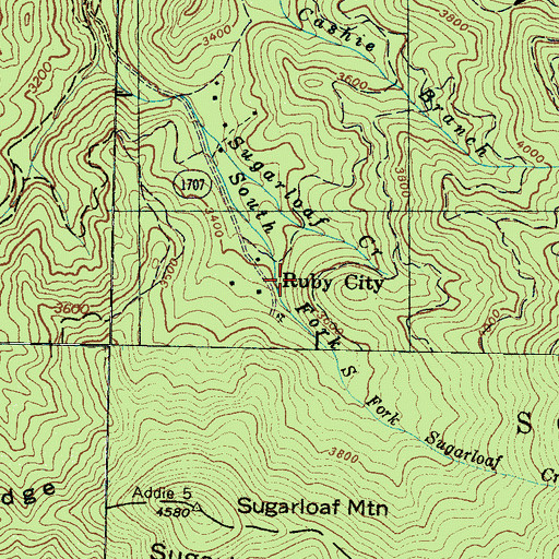 Topographic Map of Ruby City, NC