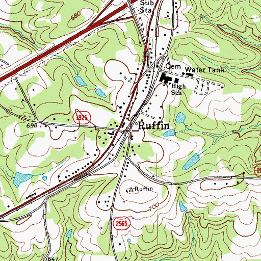 Topographic Map of Ruffin, NC